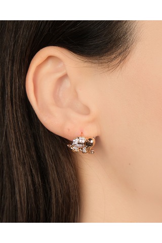 Kadın Kararmaz Çelik Lüks Takı Zirkon Taşlı Fil Küpe