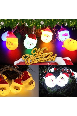 Ximistore9 Noel Gibi Santa Şekilli Led Işık Zinciri 3 Metre 20 Işık Renkli Pilli Noel Dekorasyon Aydınlatması Pil Dahil Değil