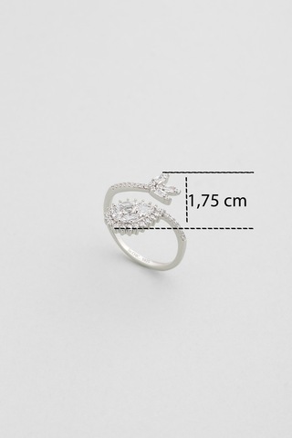 Zambak Işıltısı 18 Ayar Beyaz Altın Kaplama Gümüş Yüzük Beyaz