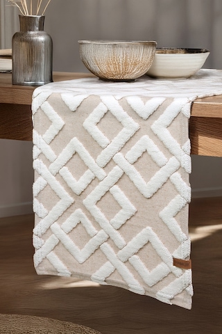 Punch Yıkanabilir Sofra, Masa, Salon, Mutfak ve Sehpa Masa Runner Mila Bej