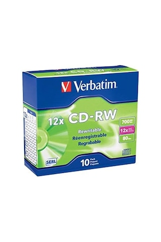 Cd-rw 700mb 4x-12x Yeniden Yazılabilir Boş Medya - İnce Mücevher Kılıflarında 10 Disk, Gümüş