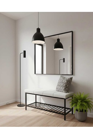Özcan Metal Metal Ayaklı Raflı Bench Puf Bank Antre Mutfak Salon Yatak Odası Puf Bank 105 40 Beyaz