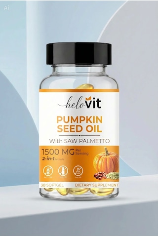 Helovit Pumpkin Seed Oil Softjel 1500 Mg & Saw Palmetto İçeren 2-in-1 Erkek Sağlığı Ve Doğal Destek 30 Softjel