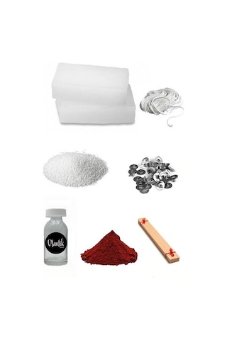 Mum Yapım Seti,1Kg Mum Parafini, Esans,Boya,Fitil,Çıtçıt,Stearin