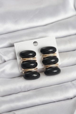 Siyah Model Gold Renk Kadın Küpe Çok Renkli