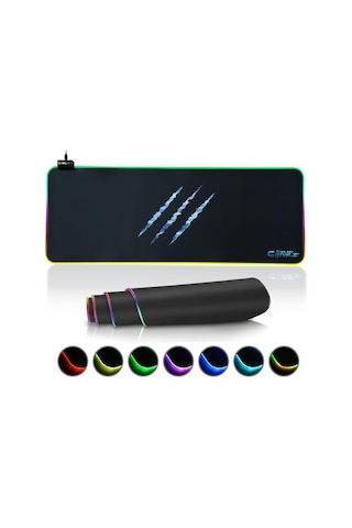 Claw's Raptor 80x30cm Mikrofiber Yüzey/kaydırmaz Kauçuk Zemin 360 Rgb Dikişli Xl Mousepad - Siyah