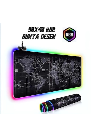 Dalong Dünya Haritalı Led Işıklı Mouse Pad 90x40 Cm