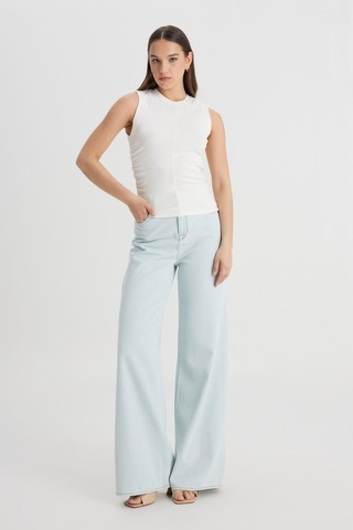 Lee Slim Fit Dar Kesim Bisiklet Yaka Kırık Beyaz Tişört L241628102