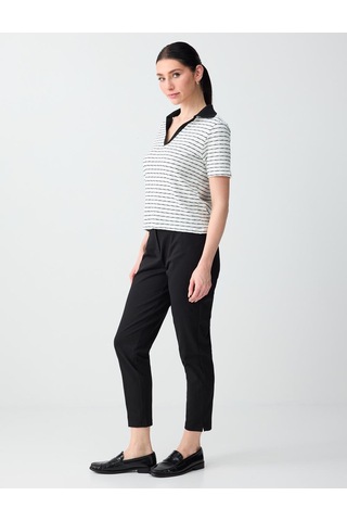 Jimmy Key Jimmy Key Siyah Yüksek Bel Normal Paça Örme Pantolon 6sw186515900