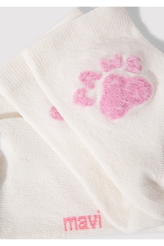 Mavi - Paws Baskılı Beyaz Soket Çorap 1912727-620 Beyaz