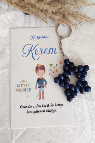 30 Adet Küçük Prens Kartlı Uzun Zincirli Yıldız Anahtarlık - Bebe
