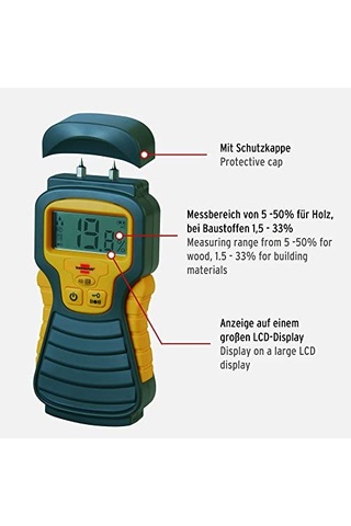Brennenstuhl Md Nem Detektörü Nem Ölçüm Cihazı/nem Ölçer, Ahşap Veya Yapı Malzemeleri İçin, Ahşap Nem Ölçer, Lcd Ekranlı, Pilsiz Ahşap Veya Yapı Malzemeleri İçin Nem Ölçüm Cihazı/nem Ölçer, Lcd Ekranlı Ahşap Nem Ölçme Cihazı