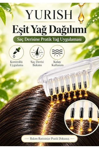 Saç Derisi Serum Ve Yağ Uygulama Tarağı Masaj Başlıklı Şefaf Hazneli 0