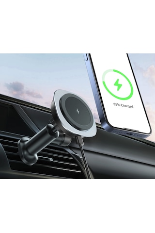 Kablosuz Hızlı Şarj Özellikli Araç İçi Telefon Tutucu Kablosuz Şarj Magsafe Destekli Klima Bölmesi Şarj Cihazı