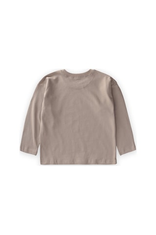 Cigit Etiket Detaylı Mevsimlik T-shırt 2-10 Yaş Vizon Vizon