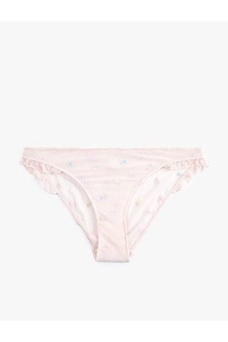 Koton Fırfırlı Çiçek Nakışlı Tül Brief Külot Pembe Desenli 6slk30145mk