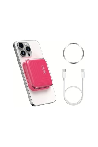 Brightnova Rosy 5000mah Mini Ultra Ince Manyetik Kablosuz Power Bank 15w Kablosuz Sarj 225w Pd Hizli Sarj Led Ekran Alt N