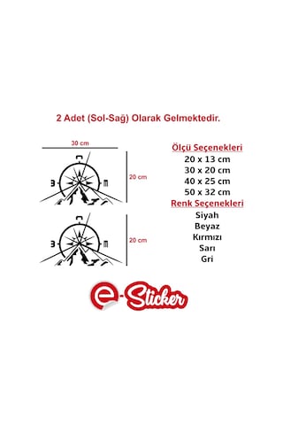 2 Adet Pusula Dağ Off Road Oto Sticker Araba Sticker