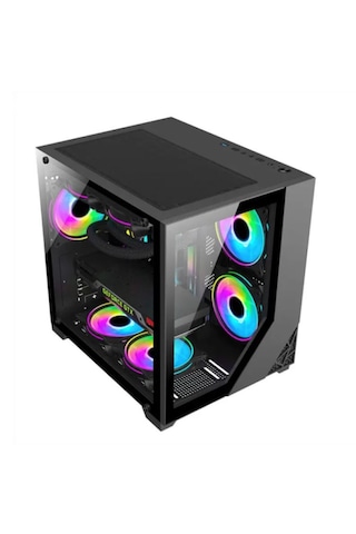 Strong Shadow Siyah 3x 120mm ARGB mATX Akvaryum Gaming Bilgisayar Kasası (Powersız)