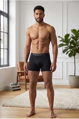 Fit Women Erkek Rahat Esnek Seamless Siyah Boxer