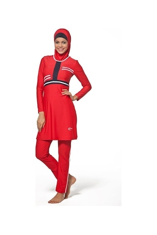 Adasea 0015 Kırmızı Tamboy Full Lycralı Tesettür Mayo