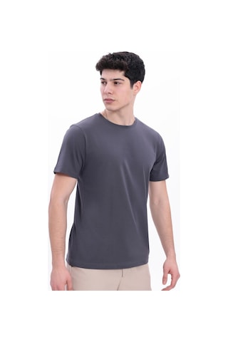 Freemen Erkek/unisex Bisiklet Yaka Basic Tişört %100 Pamuk Antrasit