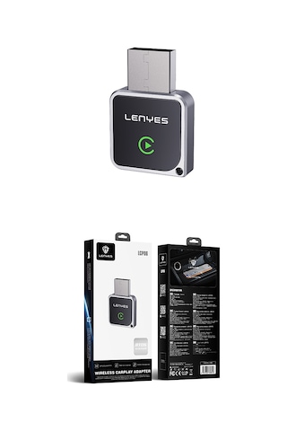 Lenyes Lcp06 Android Auto Destekli Carplay Usb Bluetooth 5.3 Wireless Transmitter Adaptör Siyah