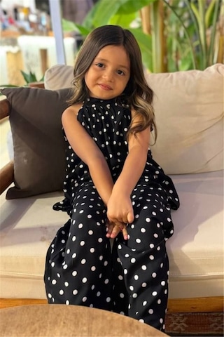 Noble Kids Kız Çocuk Puantiyeli Bluz Ve Pantolon Takım Siyah
