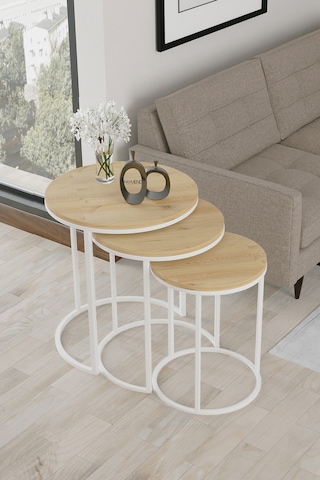 Ecol Desings Ecol 3lü Lüx C Zigon Sehpa Beyaz Rivoli Beyaz