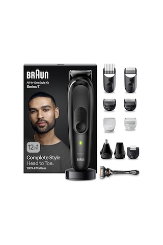 Braun Hepsi Bir Arada Giyotin Seti 7, 12'si 1 Arada Çoklu Bakım, Sakal Kesme Makinesi, Burun Kılı Kesme Makinesi, Yüz, Baş Ve Vücut İçin Saç Kesme Makinesi 100 Dak. Pil, 14 Uzunlukta 3-21 Mm , Su Geçirmez, Mgk7460, Siyah