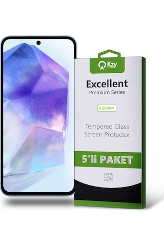 Samsung Galaxy A55 İle Uyumlu Temperli Ekran Koruyucu Kırılmaz Cam Ekonomik 5'li Paket