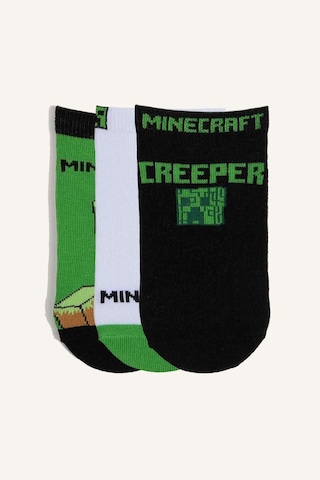 Defacto Minecraft Lisanslı 3lü Pamuklu Patik Karma Çorap Erkek Çocuk I1012a8nskr1 Çok Renkli-kr1