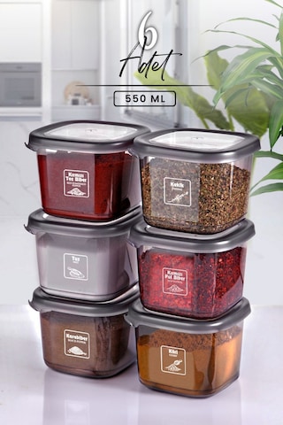 Kitchen Life 6'lı Etiketli Boly Kare Saklama Kabı Seti 550ml
