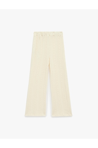 Koton Dokulu Beli Lastikli Geniş Paça Pantolon Ekru 7wkg40110ak