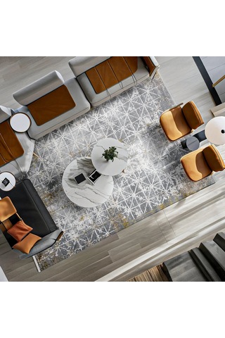 Bespoky Artex 5852a Geometrik Desenli Salon Halısı Dijital Baskı Gri - Antrasit Gri - Artemıs Artex-5852b