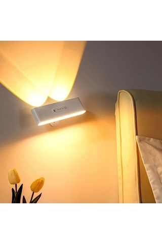 Fastbuy Gvtco Beyaz 2 Adet Led Duvar Lambası Şarj Edilebilir 3 Renk 360 Derece Dönebilir Aydınlatma Ürünü Beyaz