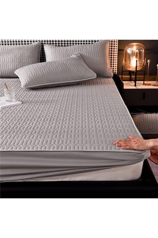 Novahub Koyu Mavi Kalın Kapitone Yatak Örtüsü - 120x200cm Yatak Kraliçe Kral Kaymaz Çarşaf Toz Kapağı Koyu Mavi