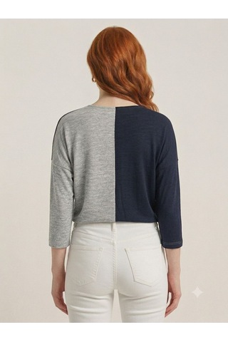 Neden Tekstil Kadın Renk Bloklu Oversize Tunik Bluz - Çok Renkli