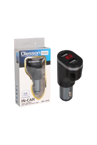 Olesson 1648 12-24v Çift Usb Girişli 5v-2.4a Dijital Voltaj Ekranlı Araç Çakmaklık Şarj Aleti Diğer