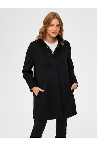Dik Yaka Yünlü Kaban 00039 B0003910 Siyah