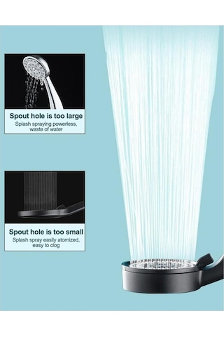 Turbo Fan 5 Fonksiyonlu Su Tasarruflu Duş Başlığı Turbo El Duşu Siyah Diğer
