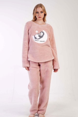 Kadın Uzun Kol Welsoft Pembe Pijamatakımı 3c0t6n0o46 001