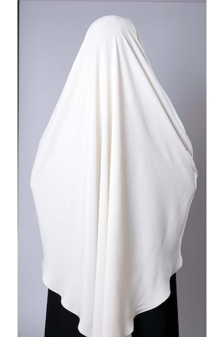 Hürrem Bone Krem Pratik Hazır Geçmeli Tesettür Eşarp Medine İpeği Bağcıklı Sufle Hijab 2301 40