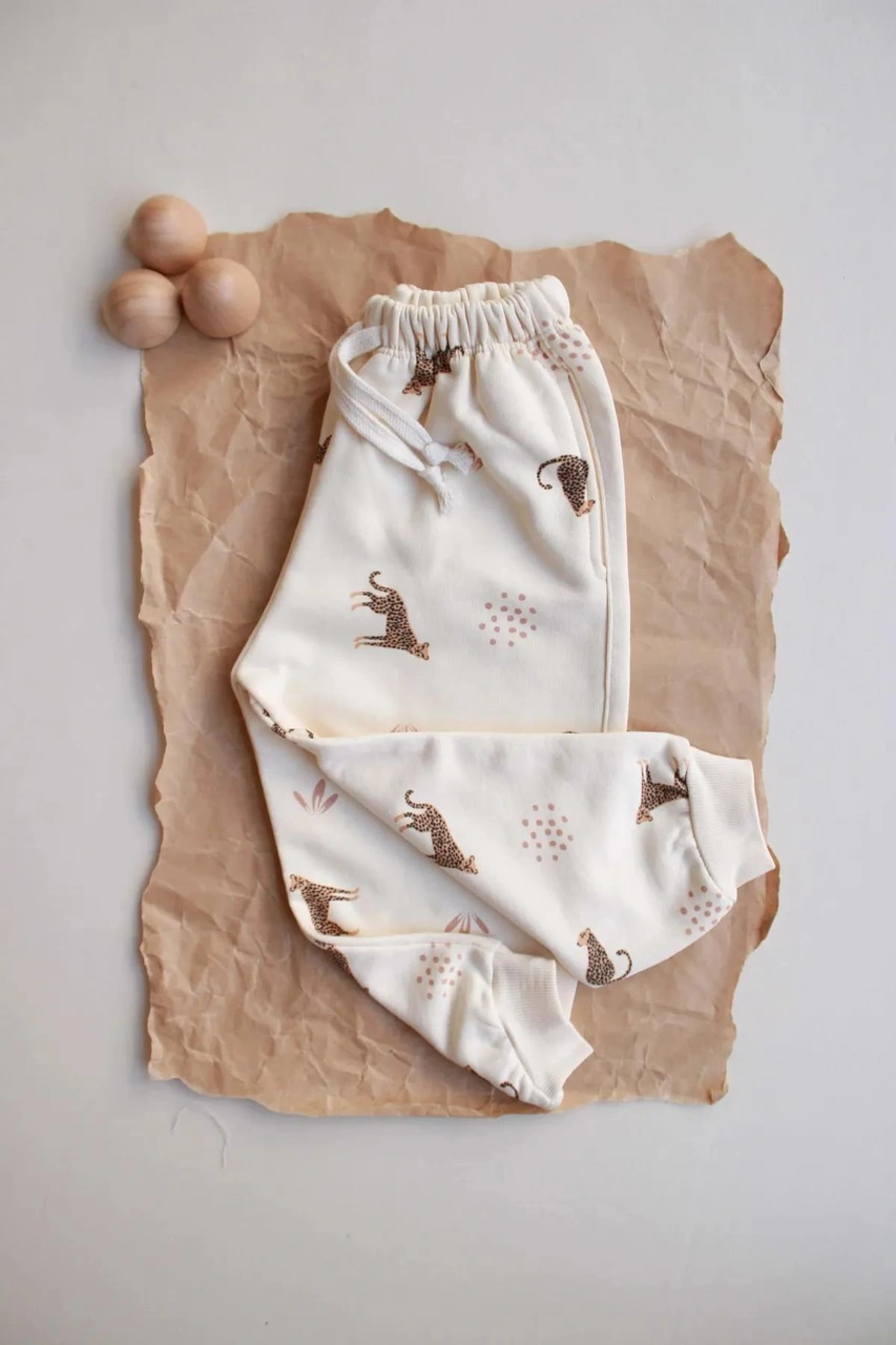 Leopar Baskılı Eşofman Altı Krem