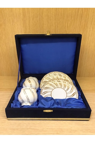 Güral Porselen El Yapımı 2 Kişilik 4 Parça Türk Kahve Takımı