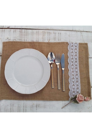 Jüt Dantelli Servis Beyaz