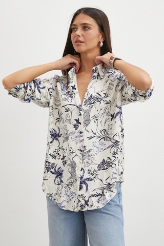 Uterpe Jungle Print Gömlek Mavi