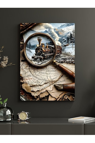 Tren Konseptli Canvas Tablo Ev Ofis Mutfak Dekorasyonu Kanvas Duvar Tablo