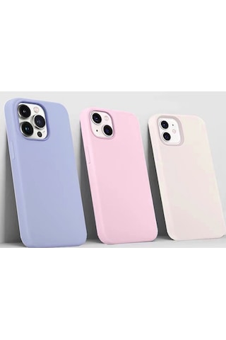 Üç Parçalı Silikon İphone 16 Telefon Kılıfı Seti Mavi, Pembe, Beyaz Diğer