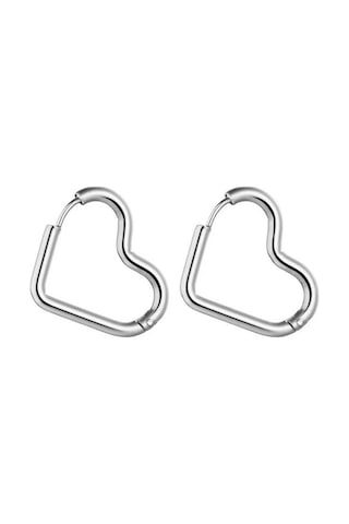 Chavin Çelik Kalp Dizayn Gri Bayan Küpe Eu81 Gümüş